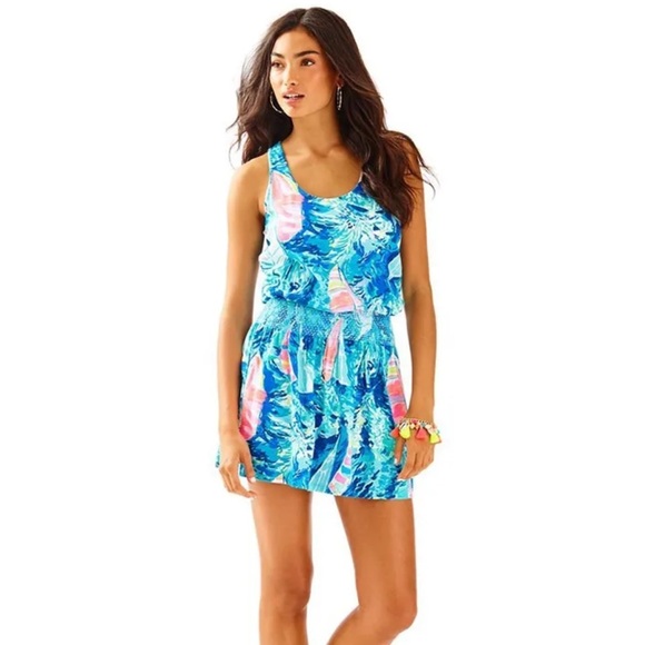Lilly Pulitzer Dresses & Skirts - Lilly Pulitzer Tideline Sparkling Blue Hey Bay Bay Sailboat Sleeveless Dress